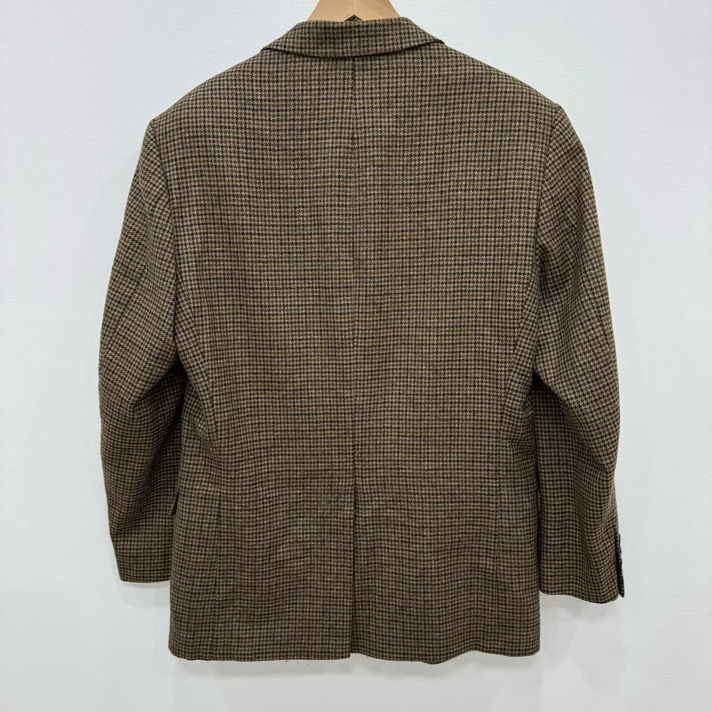 Alan Flusser Lambswool Blazer Sport Coat 40R Houndstooth browns neutrals